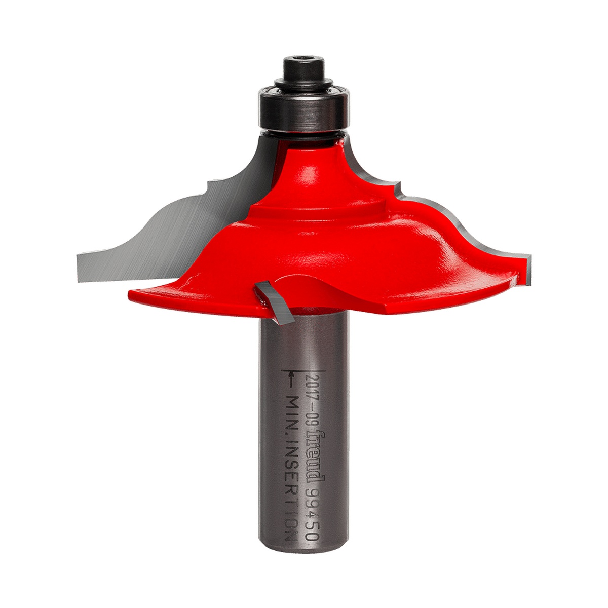 Freud 99-450 2-1/2-Inch Table Edge & Handrail Router Bit with 1/2 inch shank and bearing for woodworking profile cuts