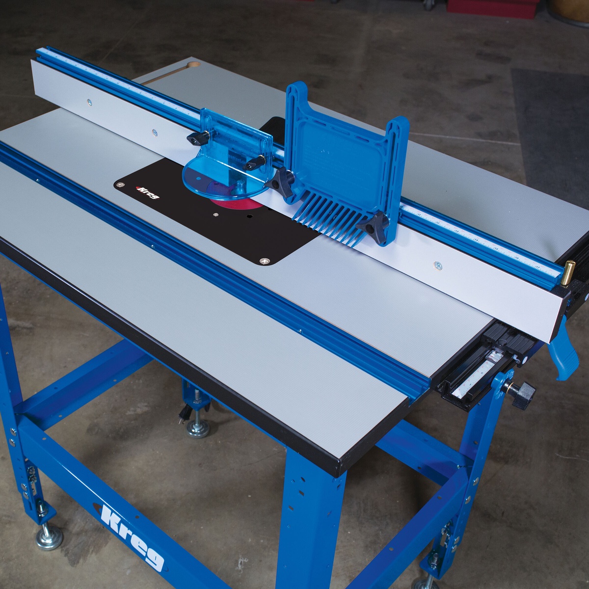 Kreg PRS3010 True-FLEX Featherboard - Single mounted on a router table fence guiding a wood workpiece during routing in a woodshop