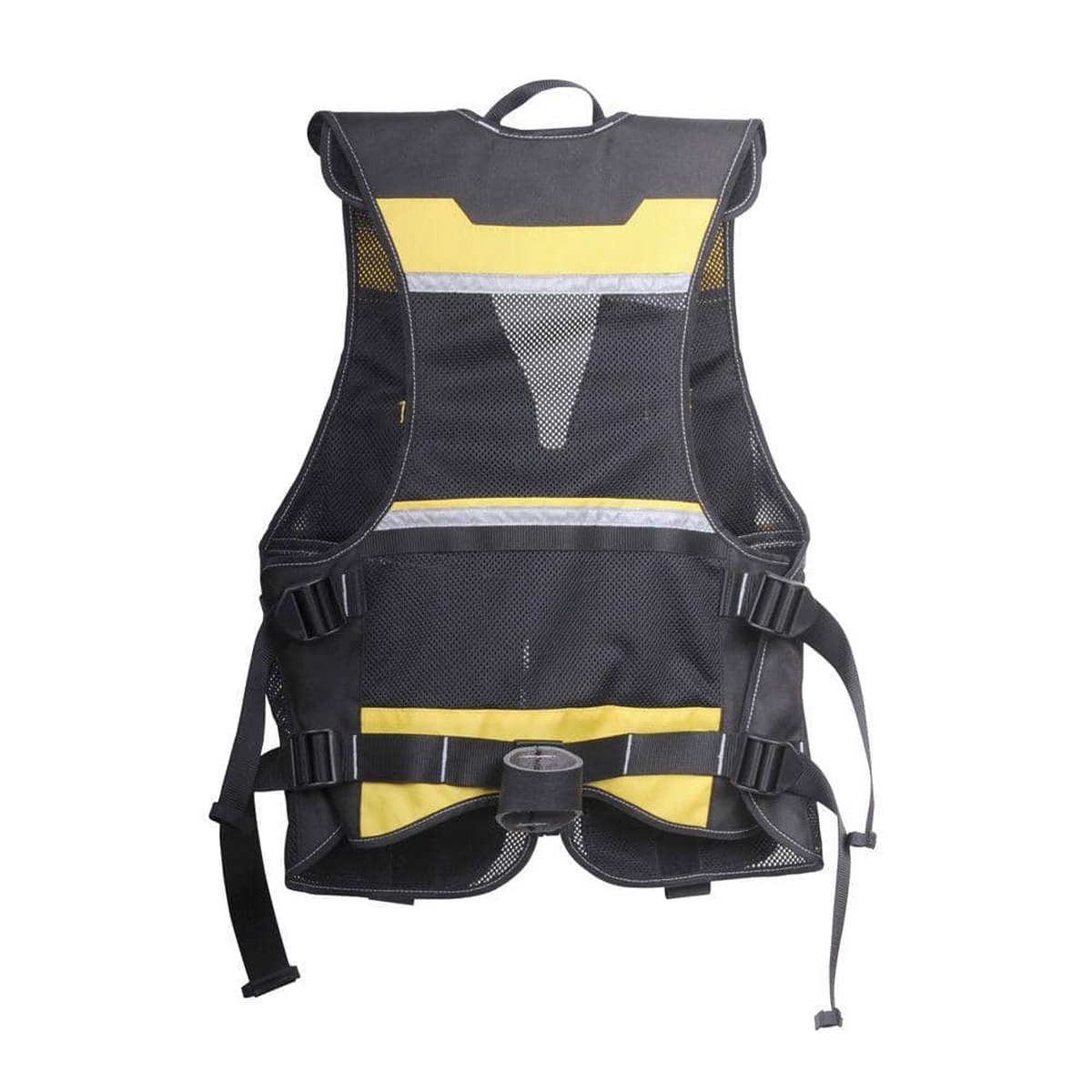 Rear view of Stanley FMST530201 FatMax Tool Vest showing mesh back and adjustable straps for active jobsite use