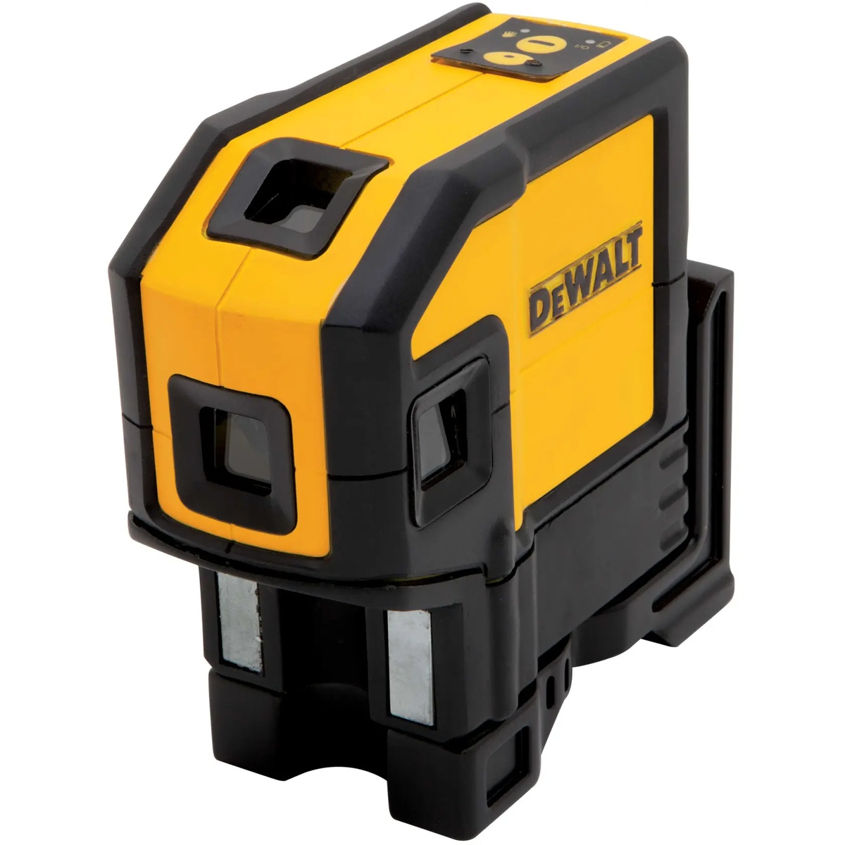 DEWALT DW0851 Spot Beam and Horizontal Line Laser showing the magnetic base and compact body for steel track layout and interior leveling work on the jobsite