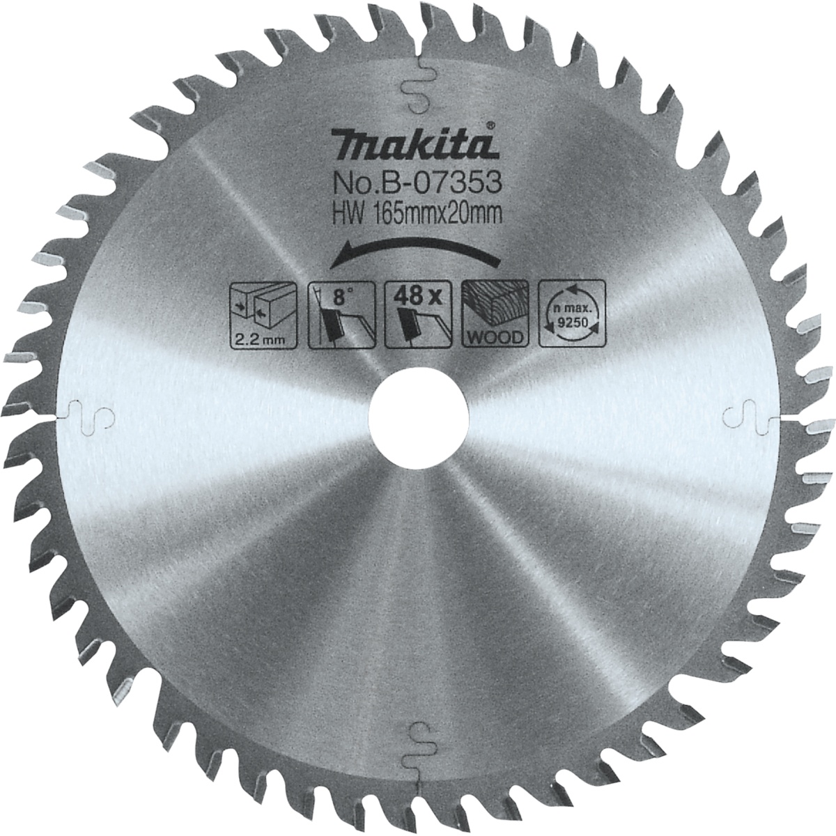 Makita B-07353 6-1/2 inch 48T Carbide-Tipped Plunge Saw Blade product view for plunge cutting plywood, melamine, and hardwood in woodworking applications