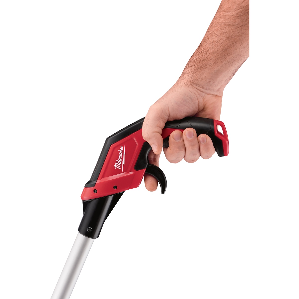Close-up of the Milwaukee 48-22-5006 6 Inch Measuring Wheel handle in hand during field measuring work