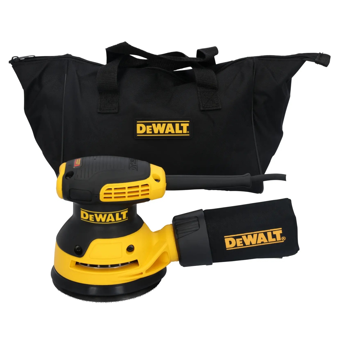 DEWALT DWE6421K 5 in. Single Speed Random Orbit Sander Kit with dust bag and carry bag for jobsite transport and cleaner sanding