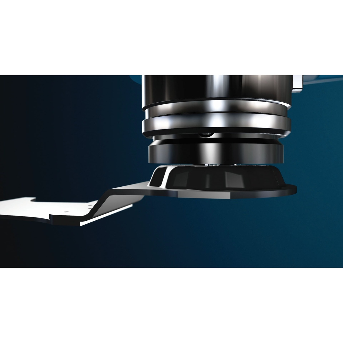 Bosch OSL200CR 2 In. Starlock Carbide Grit Sanding Finger mounted to a Starlock oscillating multi-tool interface for secure accessory engagement
