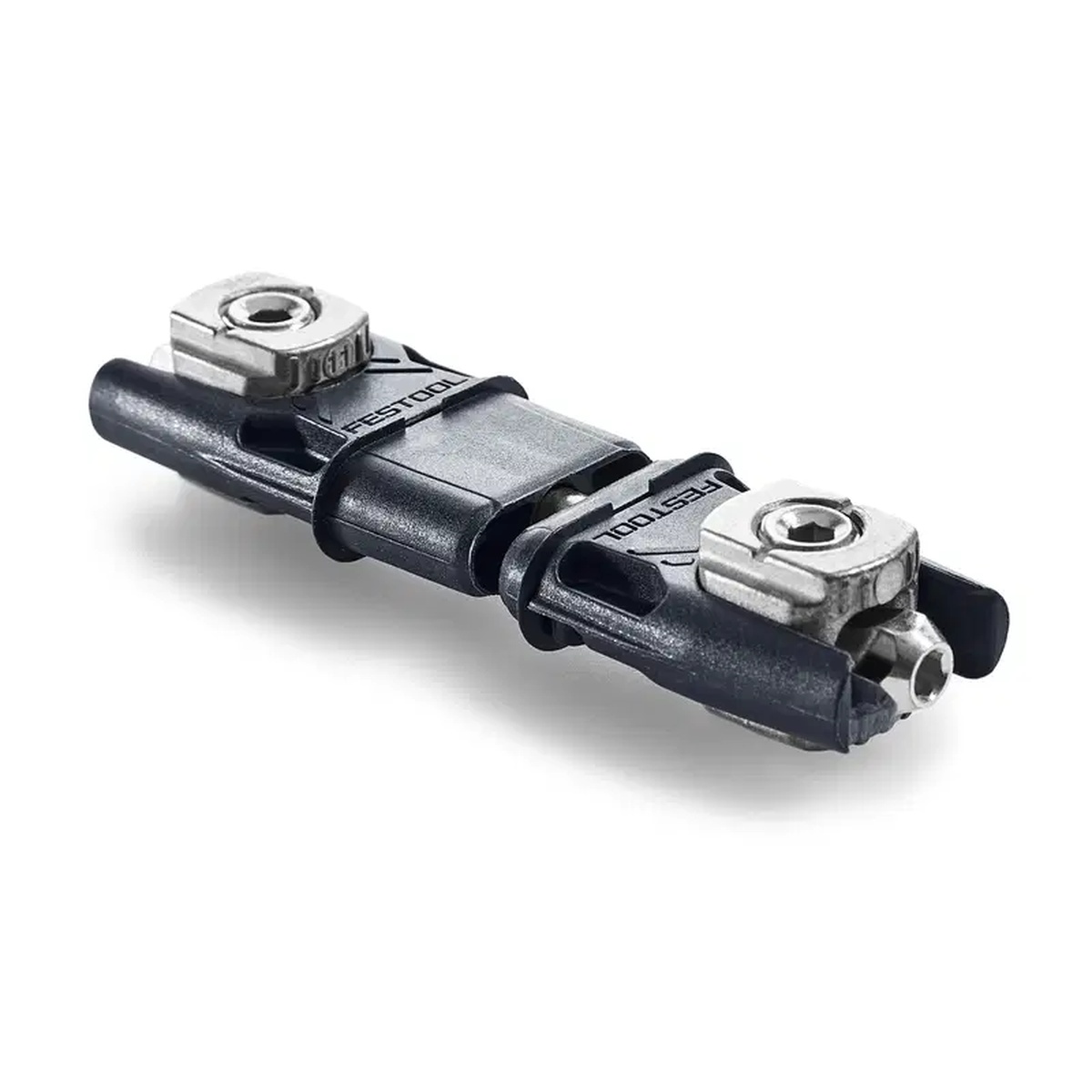 Festool 203167 Domino DF 500 8mm Center Panel Connector hardware close-up showing the compact knock-down joinery mechanism for cabinet work