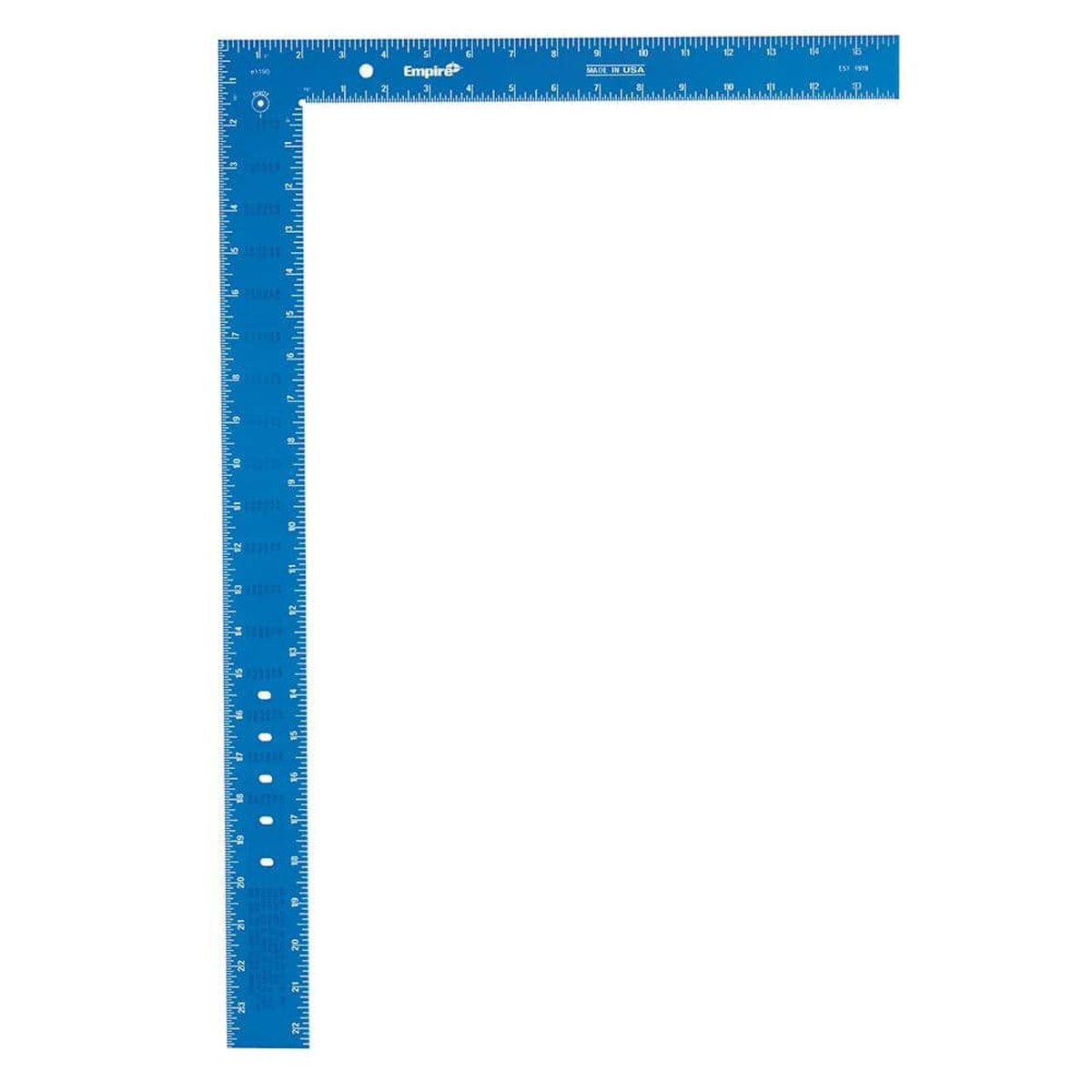 Empire 1190 16-in. x 24-in. True Blue Laser Etched Framing Square full-length product view for carpentry, roof framing, and construction layout