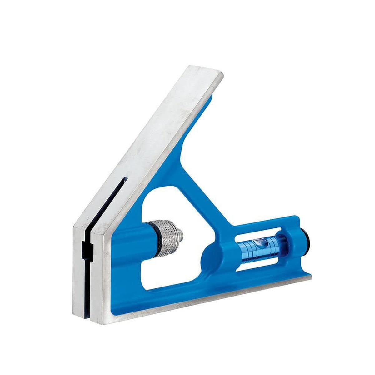 Empire E250 12 in. Combination Square side angle showing True Blue vial for level and angle checks during trim and saw setup work