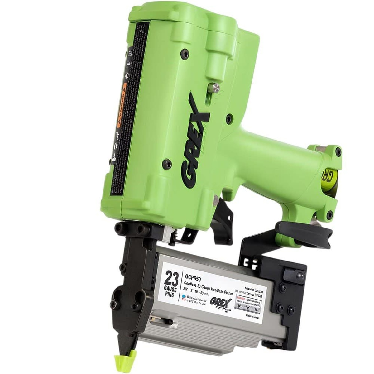 Grex GCP650 Cordless 23-Gauge 2 inch Headless Pin Nailer product view for finish trim fastening in cabinetry and interior woodworking