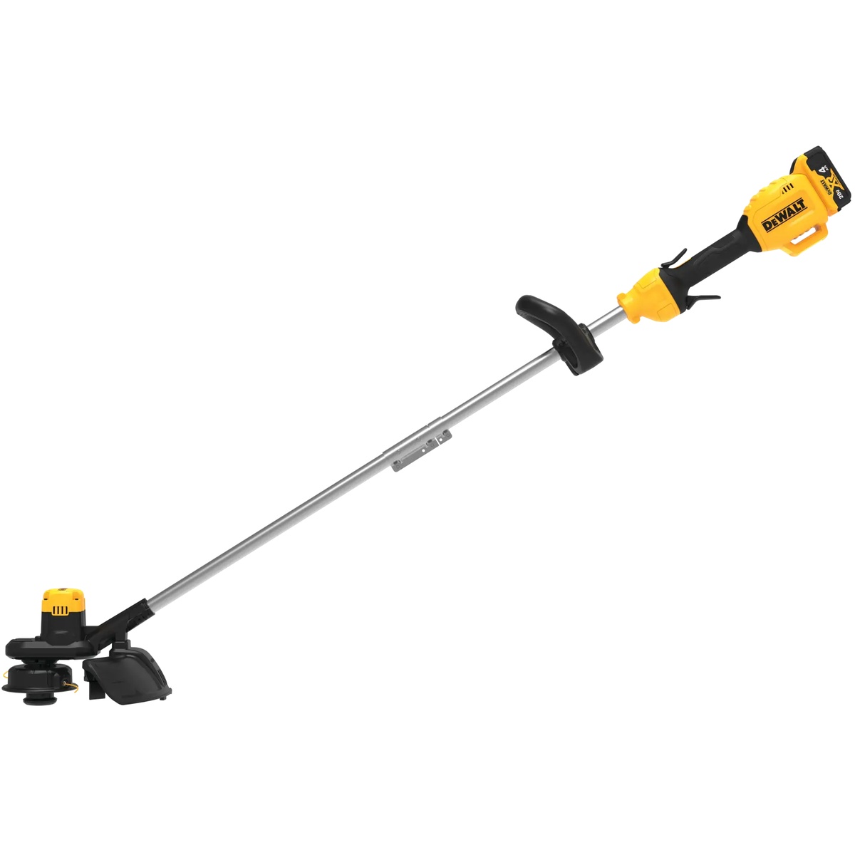 DEWALT DCST925M1 20V MAX 13-In. Cordless String Trimmer Kit showing straight shaft and cutting head for grass trimming and overgrowth cleanup