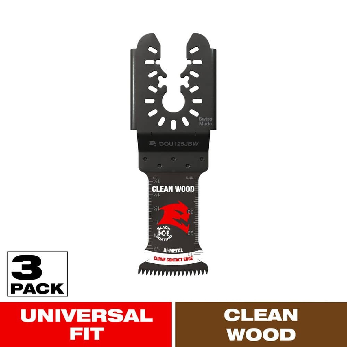 Diablo DOU125JBW3 bi-metal oscillating tool blade for clean wood cutting on trim, hardwood, or softwood remodeling work