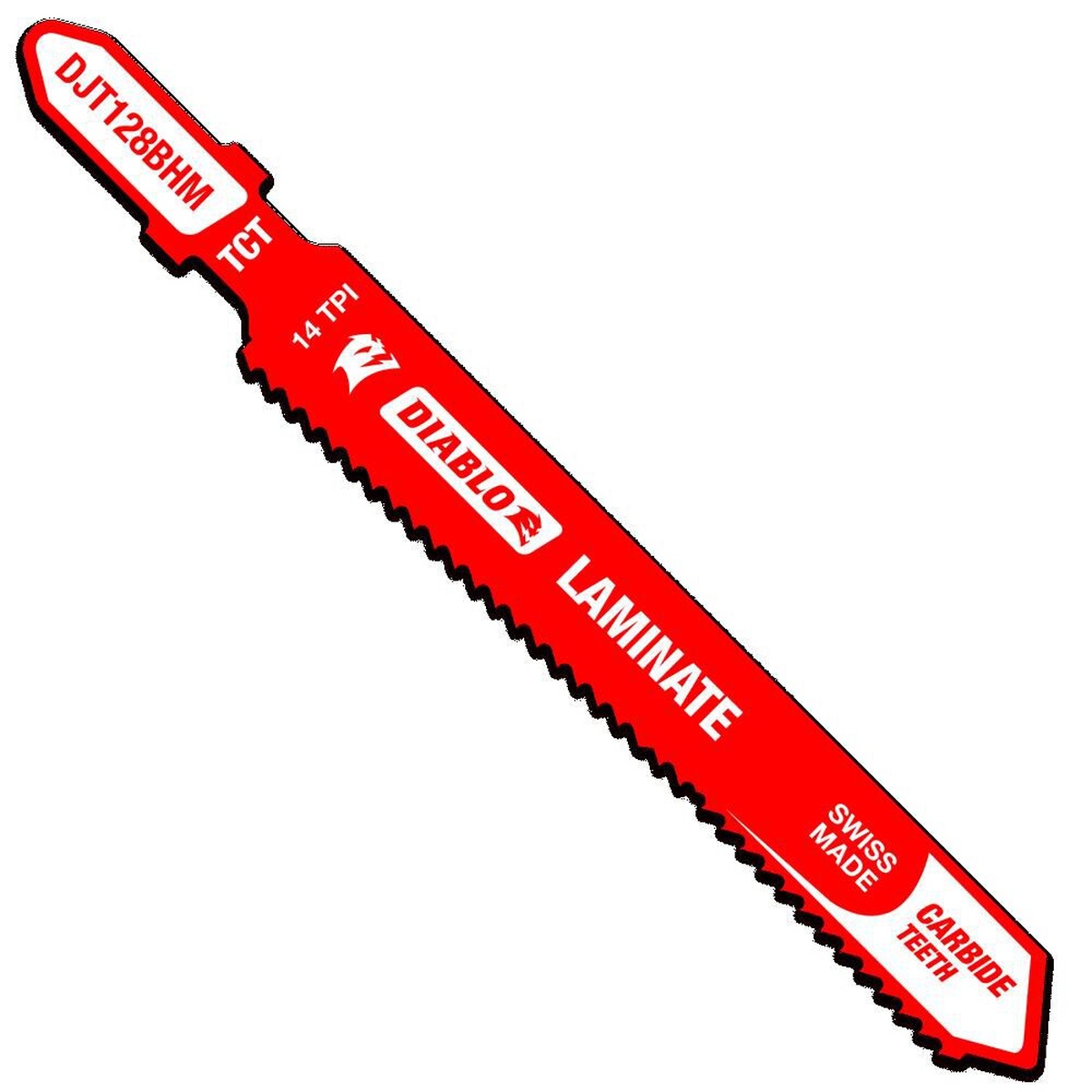 Diablo DJT128BHM 3-5/8-Inch 14 TPI Carbide T-Shank Jig Saw Blade for Laminate with 14 teeth per inch for clean laminate cutting in remodeling and flooring installation