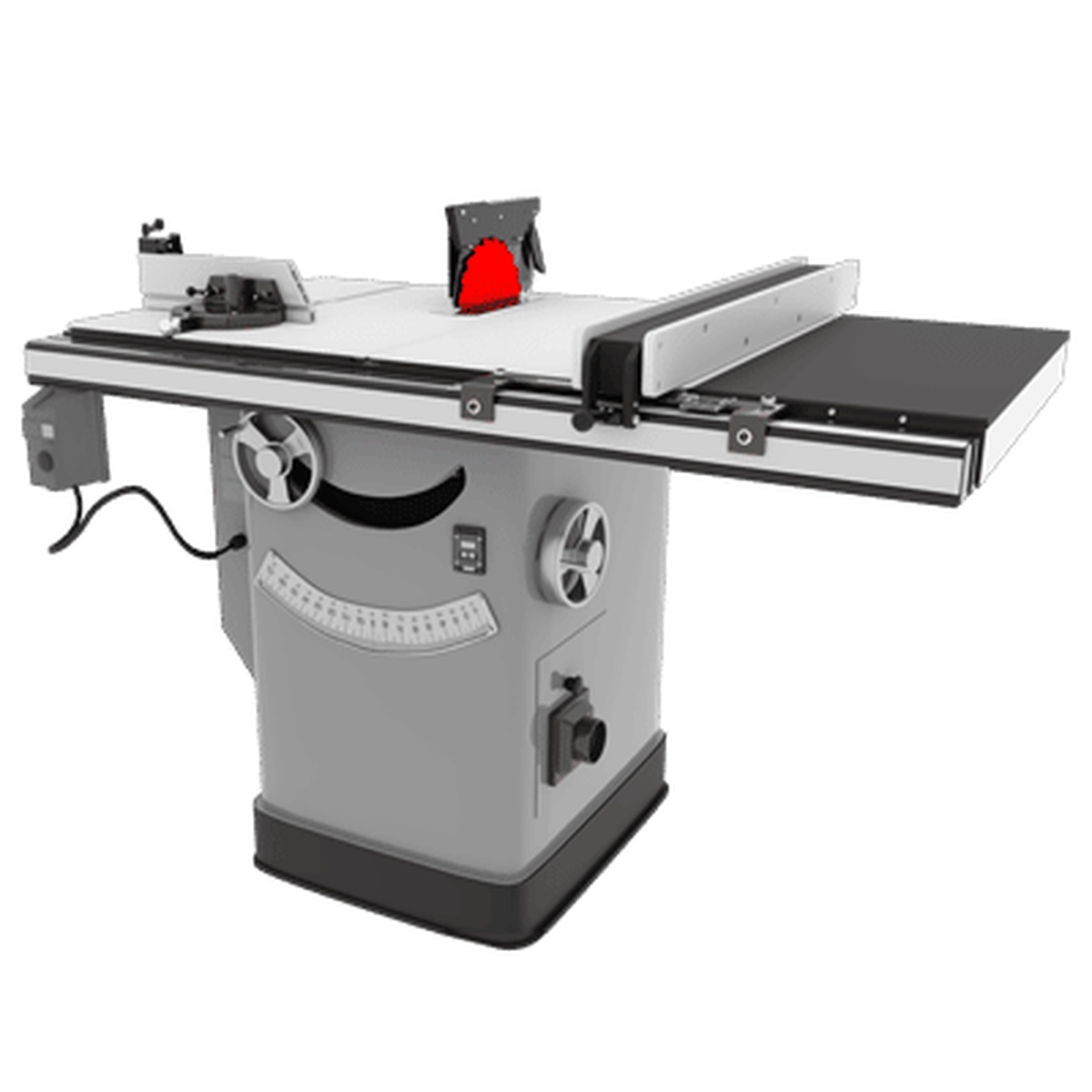 Freud LU87R010 10 in. Thin Kerf Rip Blade installed on a cabinet table saw for wood ripping applications