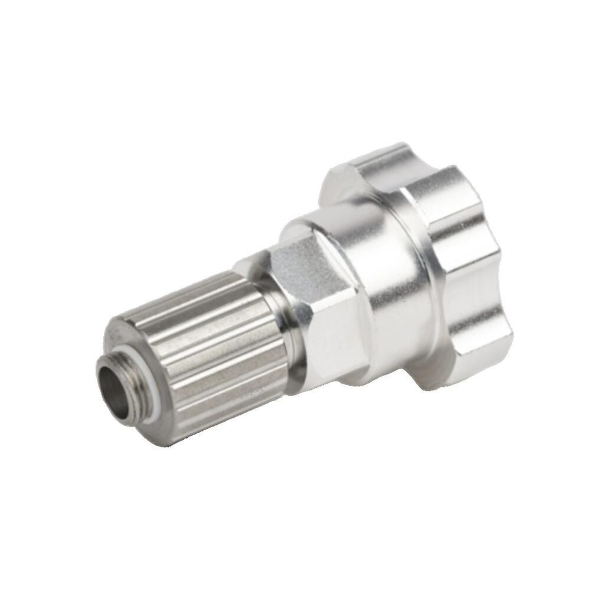 Grex AD33K Top Feed to Disposable Cups Adapter precision machined metal fitting for connecting a Grex airbrush to a disposable cup system
