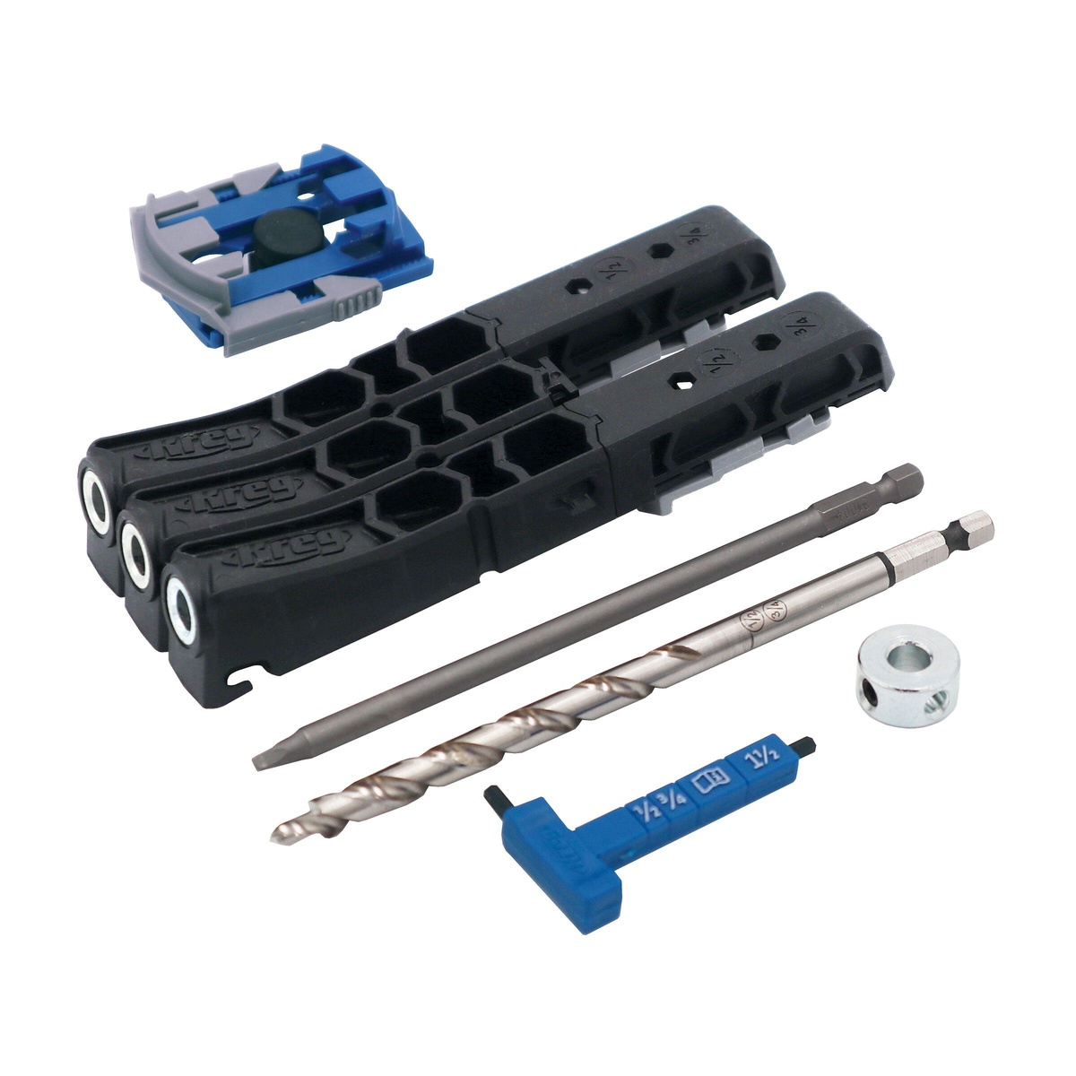 Kreg Tool KPHJ230 Pocket-Hole Jig Micro with drill guides, micro drill bit, stop collar, driver bit, gauge, and clamp adapter for small-scale woodworking joinery on thin stock