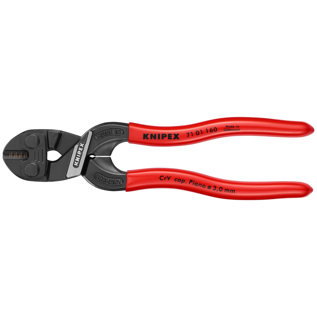 Knipex 71 01 160 CoBolt S Compact Bolt Cutters full product view showing compact bolt cutter design for tight-access cutting and general jobsite carry