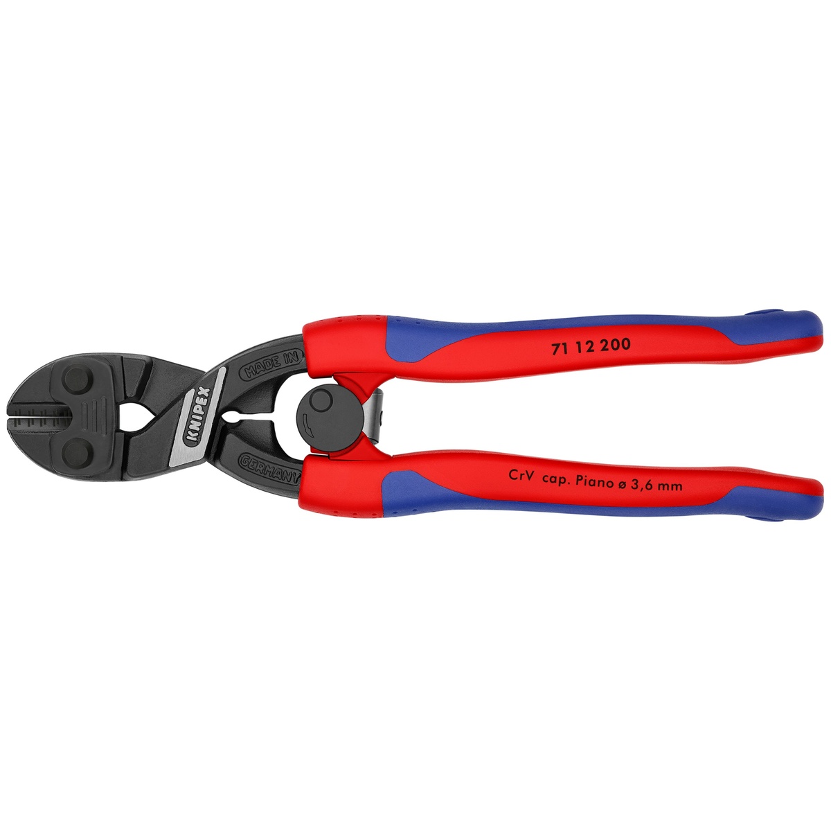 Knipex 71 12 200 CoBolt High Leverage Compact Bolt Cutters full tool view for jobsite carry and service bag use