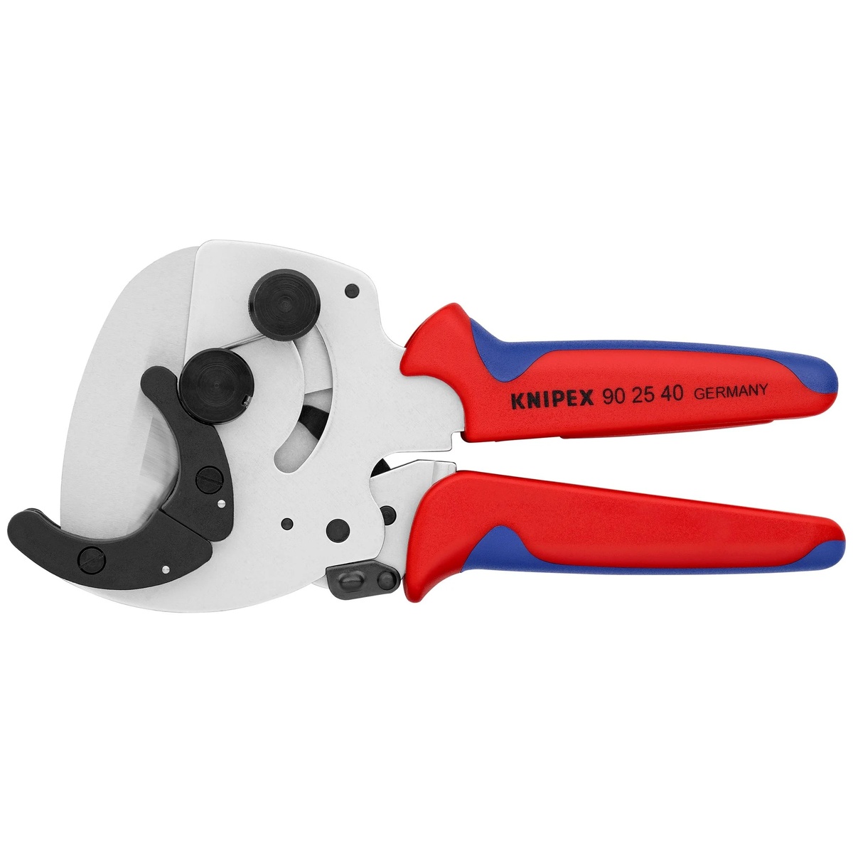 Knipex 90 25 40 PVC Pipe Cutter close-up showing ratcheting pipe cutter body and blade for jobsite pipe cutting