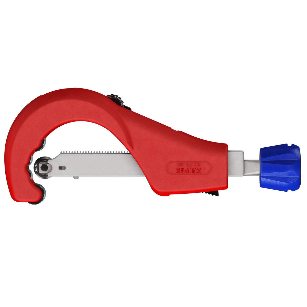 Knipex 90 31 03 BKA KNIPEX TubiX XL Pipe Cutter full side view showing compact hand pipe cutter body for jobsite pipe cutting