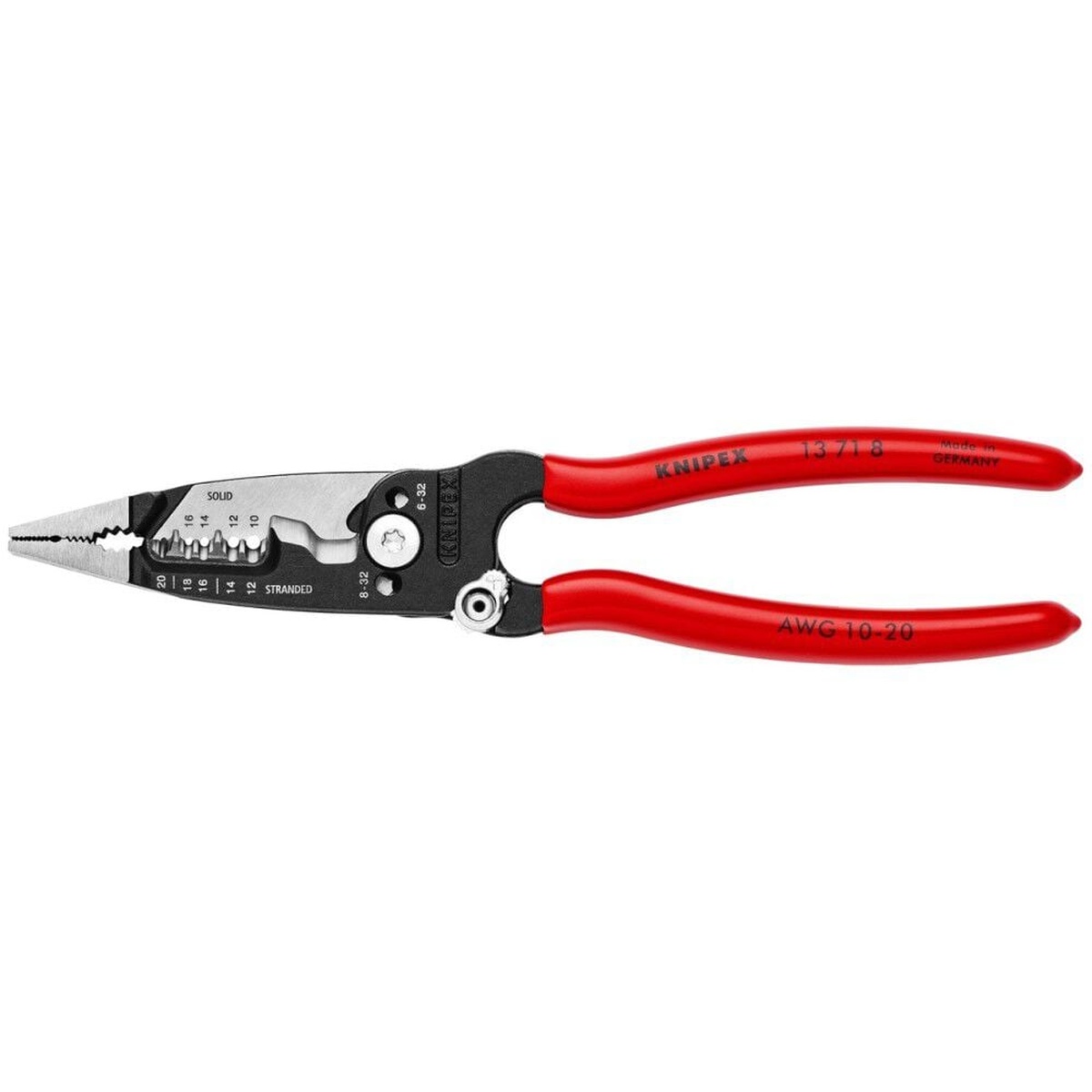 Knipex 13 71 8 SBA 8 inch forged wire stripper with non-slip red handles for electrician pouch carry and everyday field use