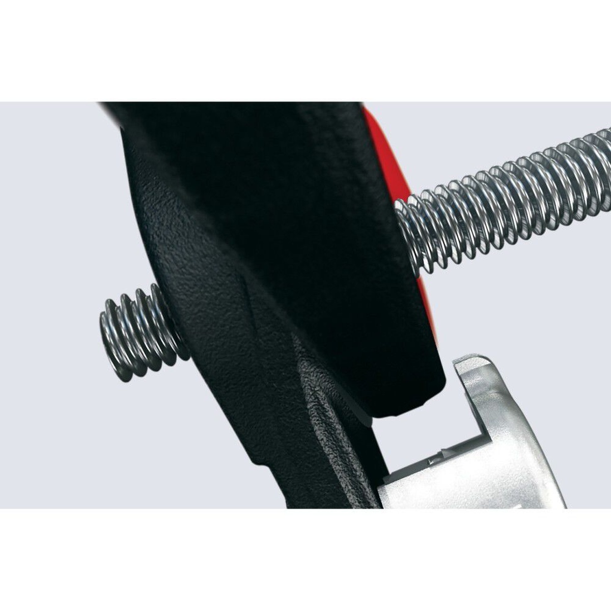 Knipex 13 71 8 SBA forged wire stripper detail showing built-in screw shearing area for trimming electrical device screws during installation work
