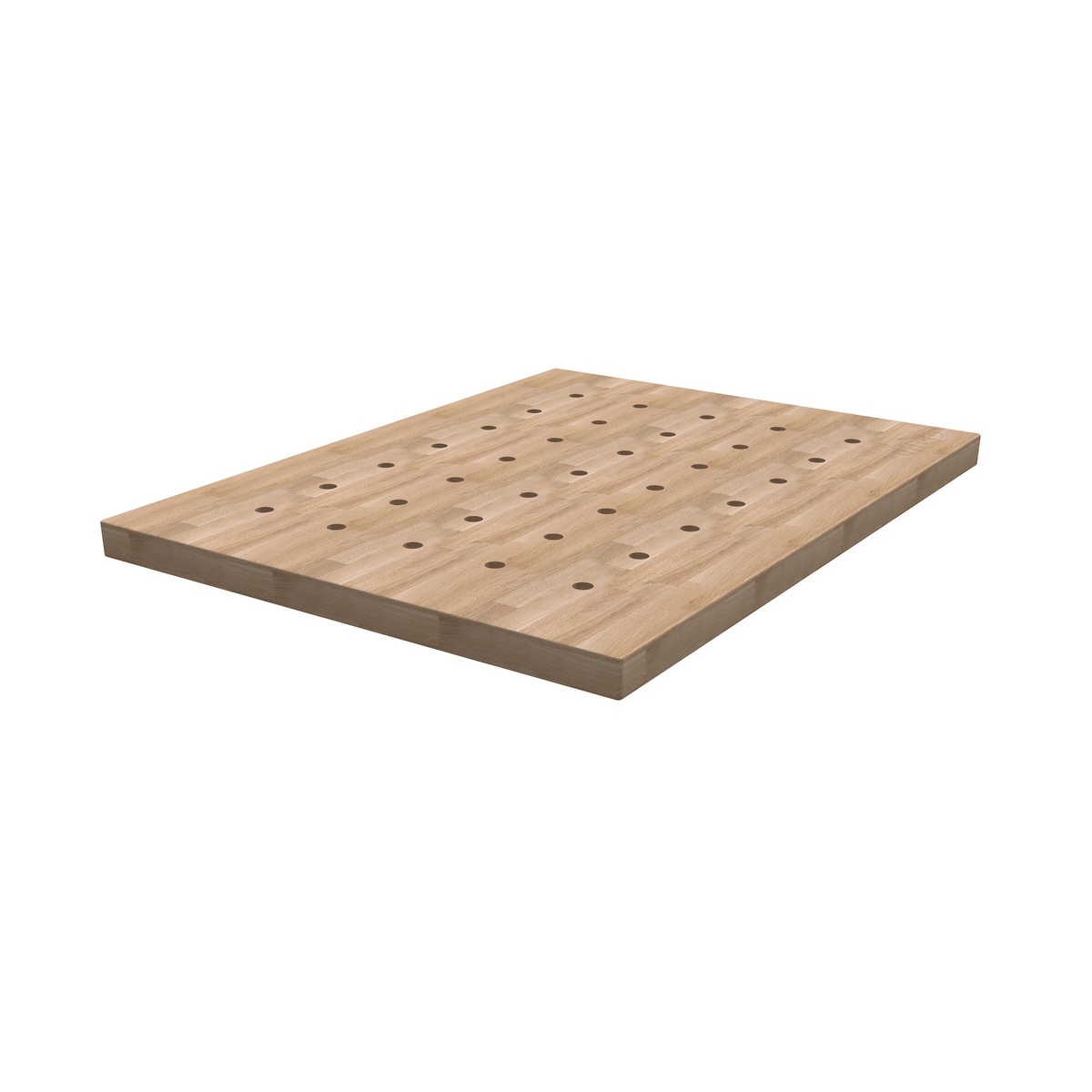 Kreg Tool HWBT-3224-DH Hardwood Bench Top with Dog Holes showing the precision-machined workholding layout for woodworking and assembly tasks