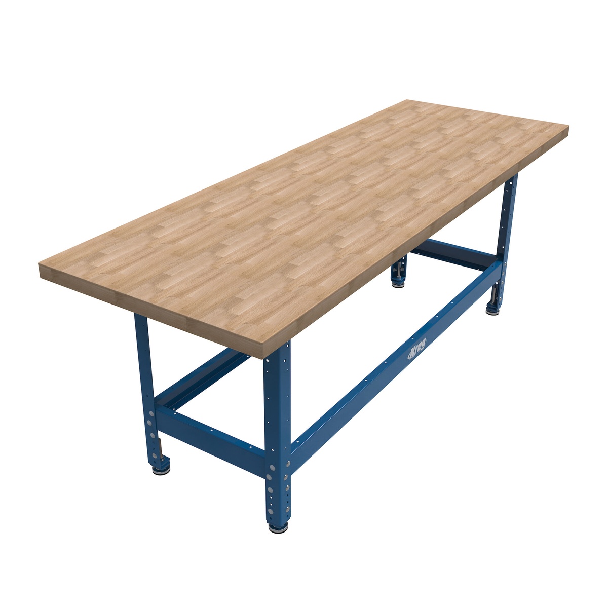 Kreg Tool HWBT-6824 68 in. x 24 in. Hardwood Bench Top installed on a shop bench frame for woodworking and assembly table use