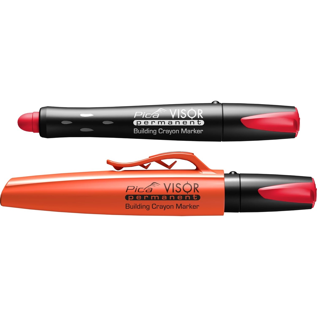 Pica 990/40 VISOR Luminescent Permanent Marker with quiver cap and marker body shown together to highlight the refillable industrial marker design