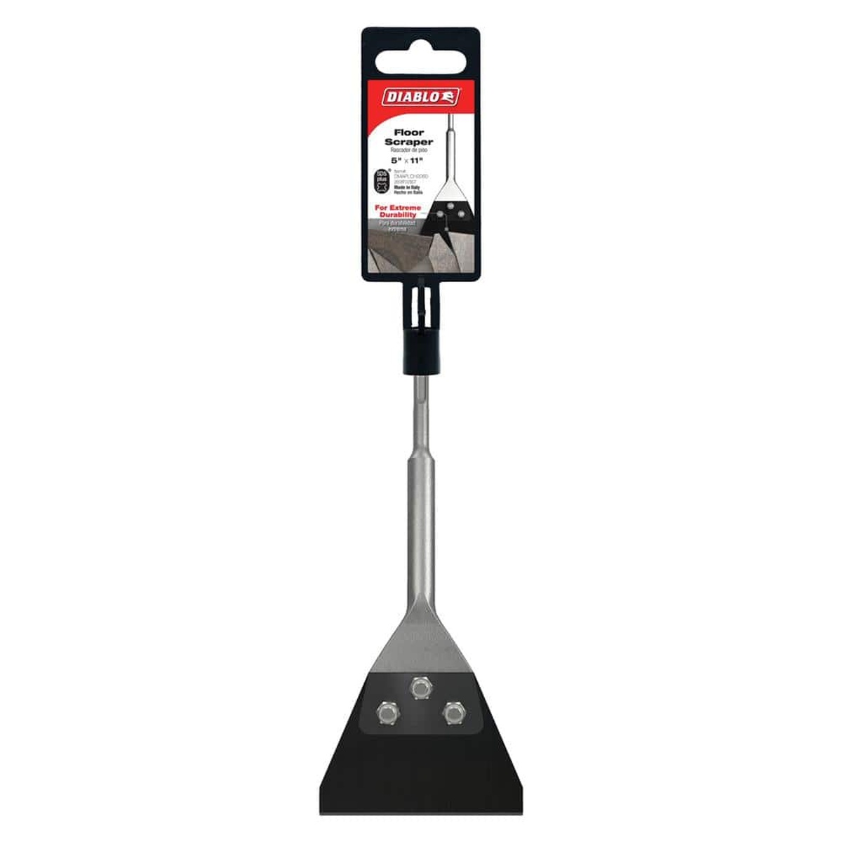Diablo DMAPLCH2060 5 in. x 11 in. SDS-Plus Floor Scraper with SDS-Plus shank and wide scraper blade for flooring removal and adhesive cleanup on remodeling jobs