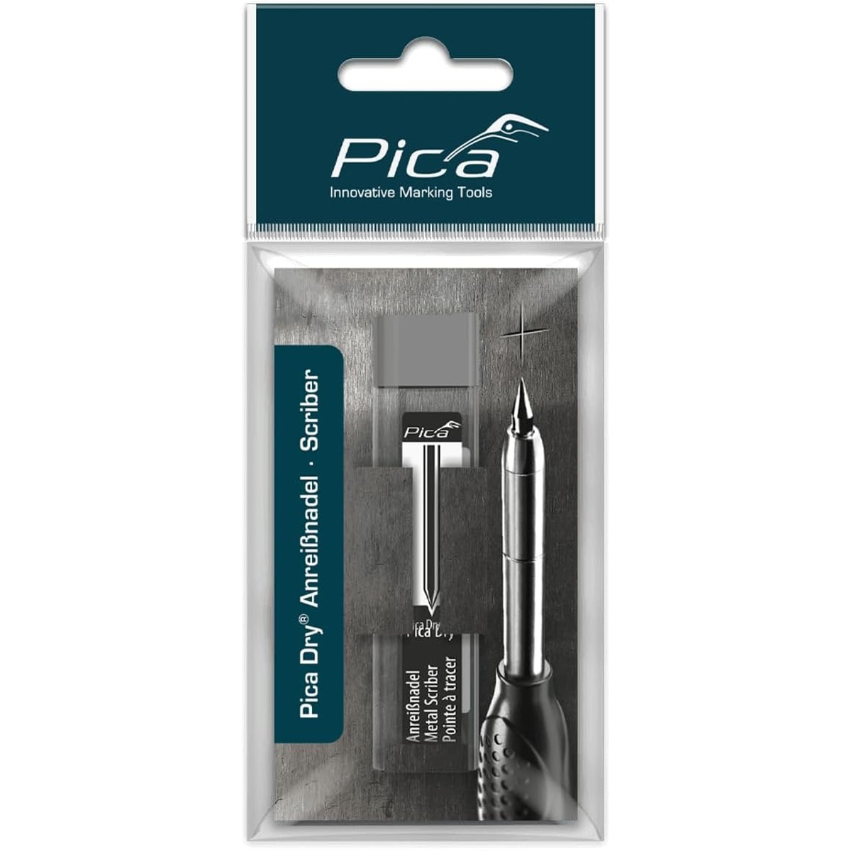 Pica Dry 55804 Carbide Scriber Needle replacement scriber in storage case for fine metal layout and marking work