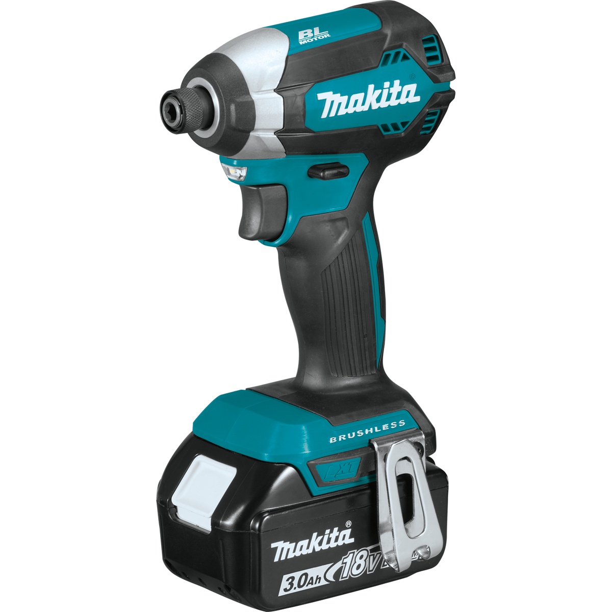Makita XDT131X2 impact driver with battery installed for compact fastening work in cabinets, mechanical rooms, and other tight jobsite spaces