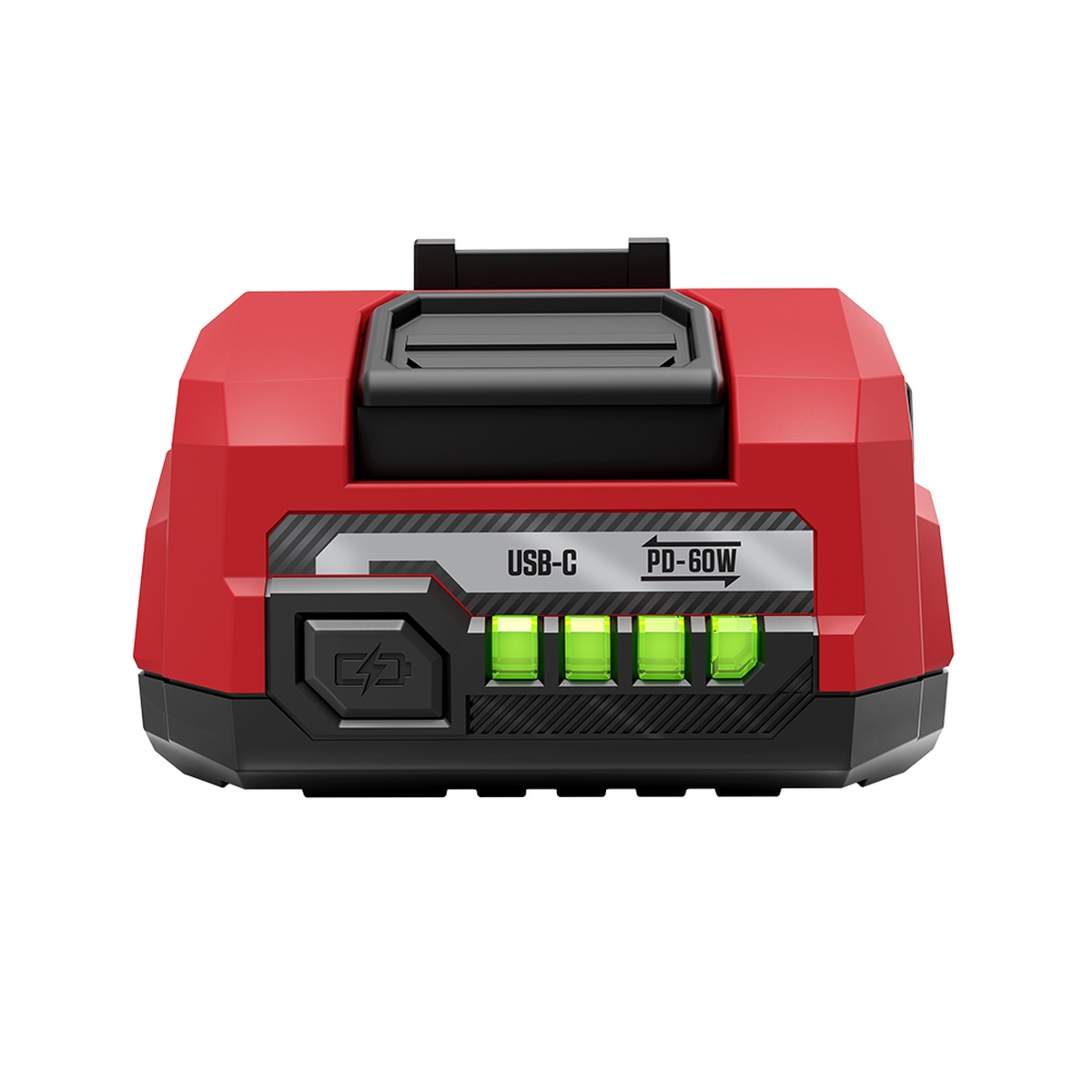 SKIL PWRCORE 12 2.0Ah 12V Lithium USB-C Battery front view highlighting the LED fuel gauge and compact form factor for portable cordless drill and driver work