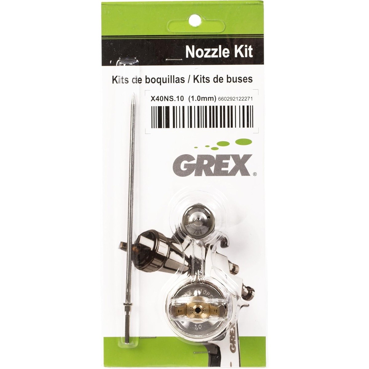 Grex X40NS.16 1.6mm Nozzle Kit packaging with spray gun replacement components for X4000 spray gun maintenance in a paint shop context