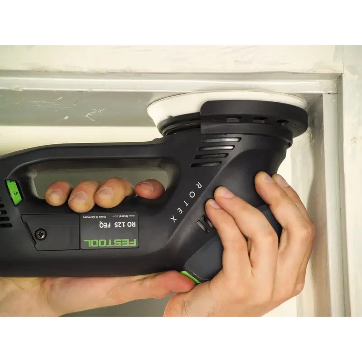 Festool Granat D125 5 In. P180 - Pack Of 10 used on a Festool sander for detail sanding painted trim in interior finish work