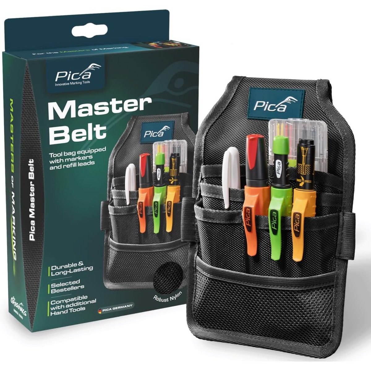 Pica 55060 Master Belt Pencil & Marker Set with nylon belt pouch, markers, and refill case for jobsite layout and daily construction use