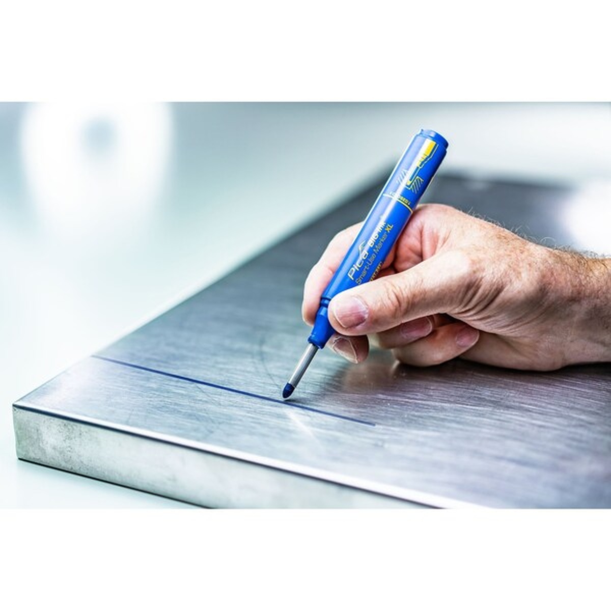 Pica 170/41/SB Blue Ink Marker For Deep Hole marking a metal surface for fabrication and layout work