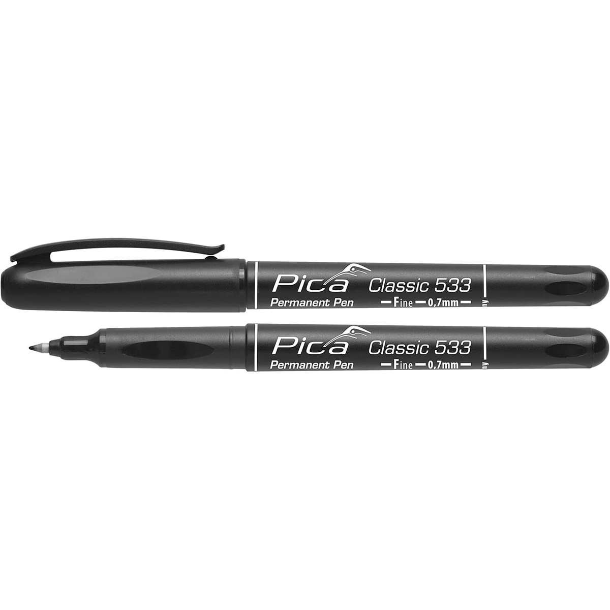 Pica 533/46 Black Permanent Marker with fine 0.7 millimeter tip for detailed writing and permanent marking on cardboard and general work materials