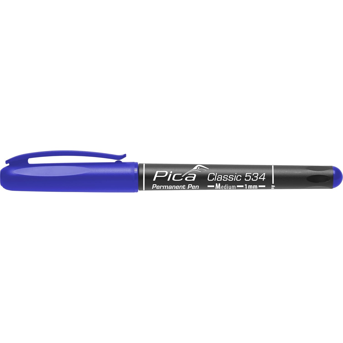 Pica 534/41 Blue Permanent Pen, 1-Pack capped medium tip permanent marker for jobsite marking and general surface labeling