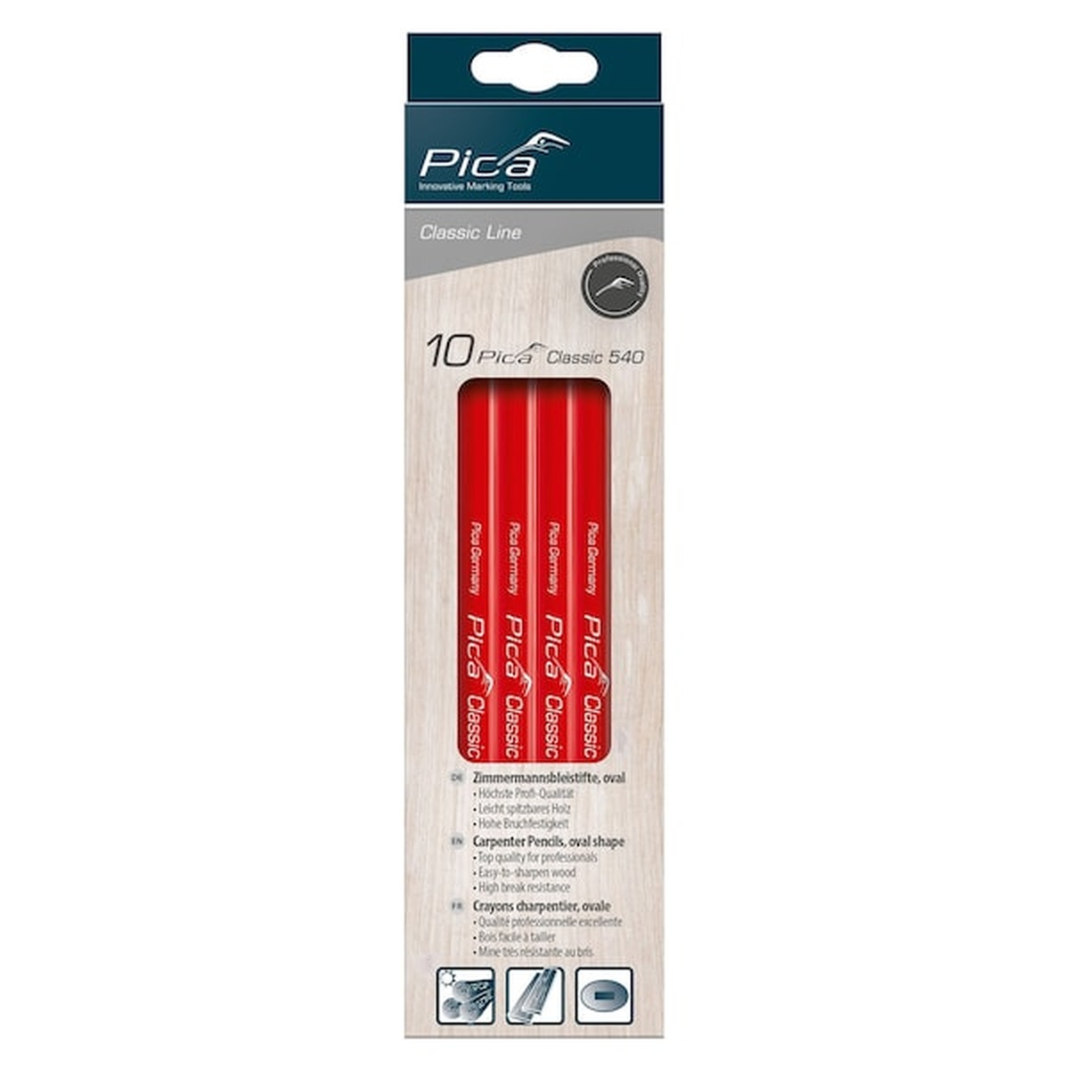Pica 540/24 Red Carpenter Pencil, professional carpenter pencil for jobsite marking