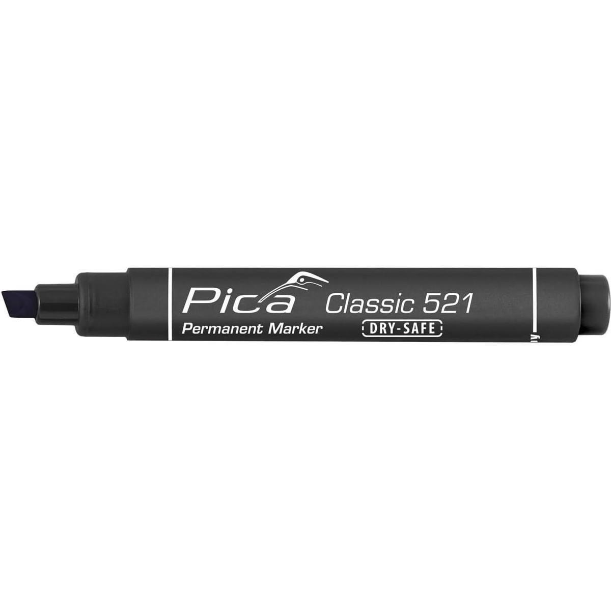 Pica 521/46 Black Permanent Marker with chisel tip for bold labeling and permanent marking in shop and jobsite use