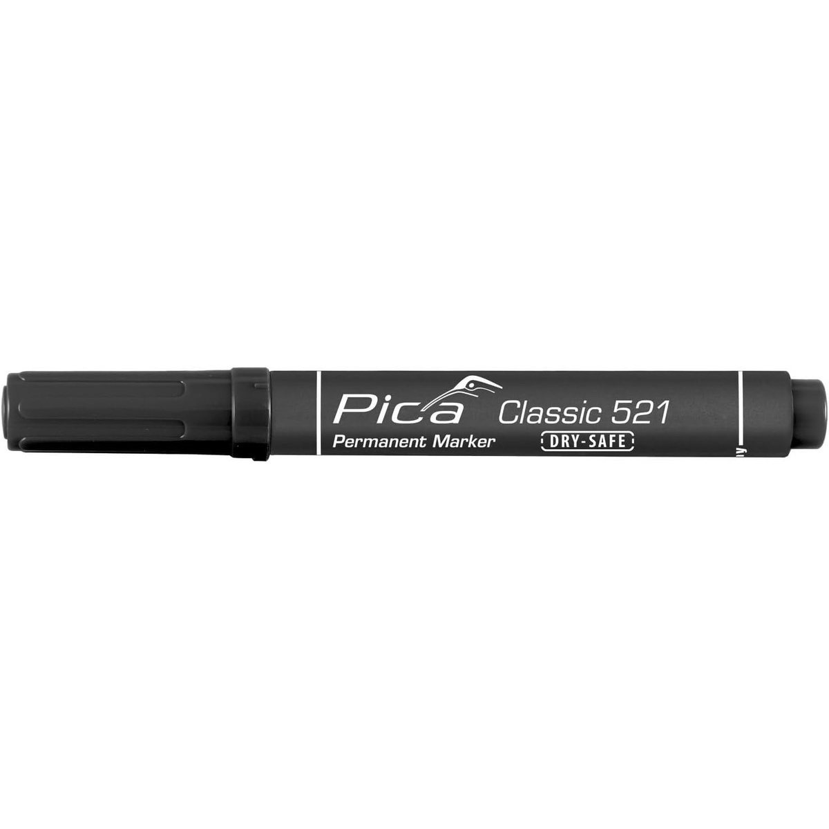 Pica 521/46 Black Permanent Marker body and cap designed for repeated workshop and jobsite marking tasks