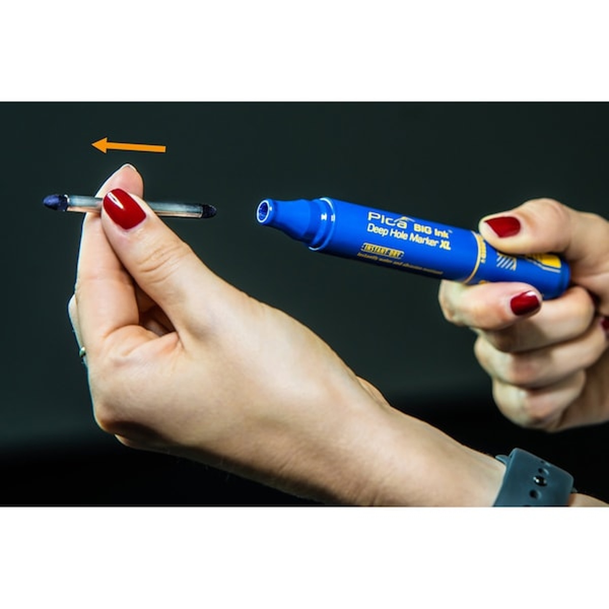 Pica Big Ink smart-use marker with removable reversible nib detail for extended marker life in shop use