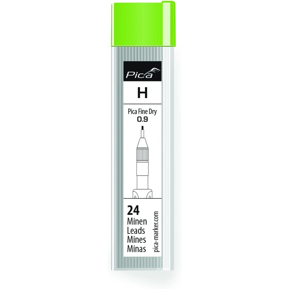 Pica Fine Dry 7050/SB Graphite Lead H SB 0.9 refill pack with 24 graphite leads for precise marking in layout and detail work
