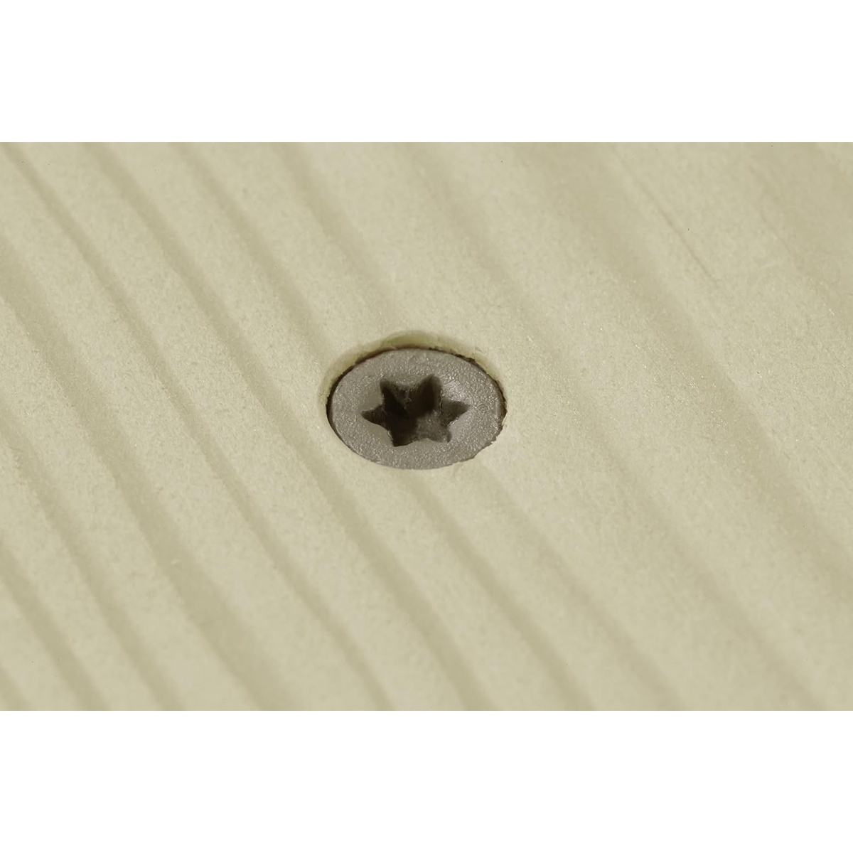 Simpson Strong-Tie DSVT2S Deck-Drive DSV Wood Screw installed flush in a wood deck board for exterior wood-to-wood fastening