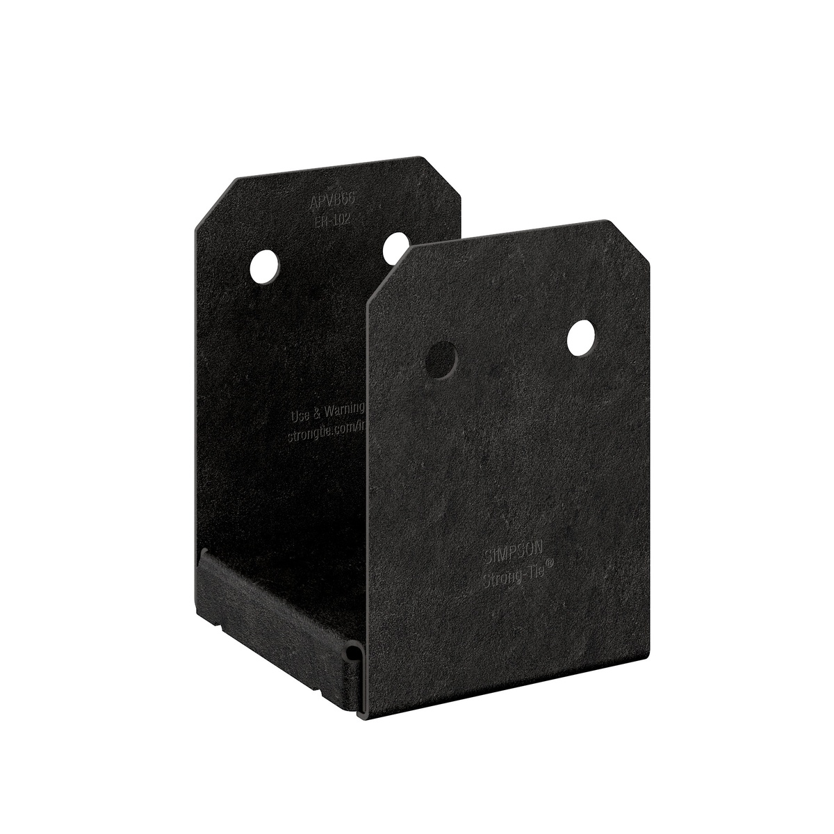 Simpson Strong-Tie APVB66 Outdoor Accents Avant Collection Black Powder-Coated Post Base product view showing the 6x6 wood-to-concrete connector body and slotted base design