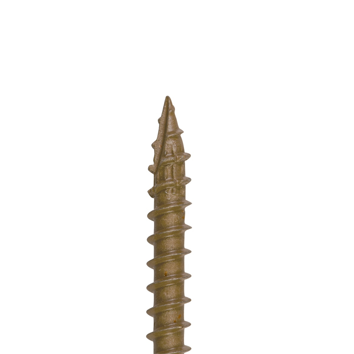 Close-up of the Simpson Strong-Tie SDWS16300QR150 Strong-Drive SDWS Framing Screw SawTooth Type-17 point and thread design for wood fastening