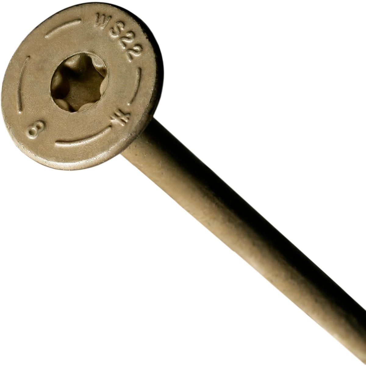 Close-up of the Simpson Strong-Tie SDWS22800DBMB Strong-Drive SDWS Timber Screws washer head and T40 6-lobe drive recess, showing the structural screw head detail for fastening heavy lumber