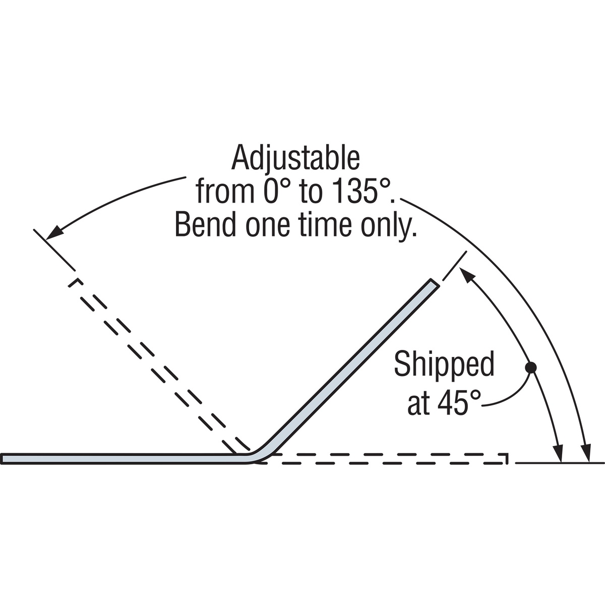 Simpson Strong-Tie LS90Z Reinforcing Angle adjustment illustration showing the skewable connector bending from 0 to 135 degrees for wood framing connection alignment on a jobsite