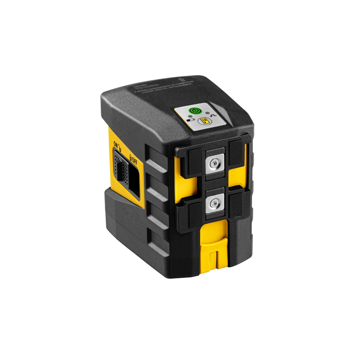 Stabila 03280 LAX 60 G Green Cross Line Laser Level rear housing with integrated magnets for mounting on metal surfaces on the jobsite