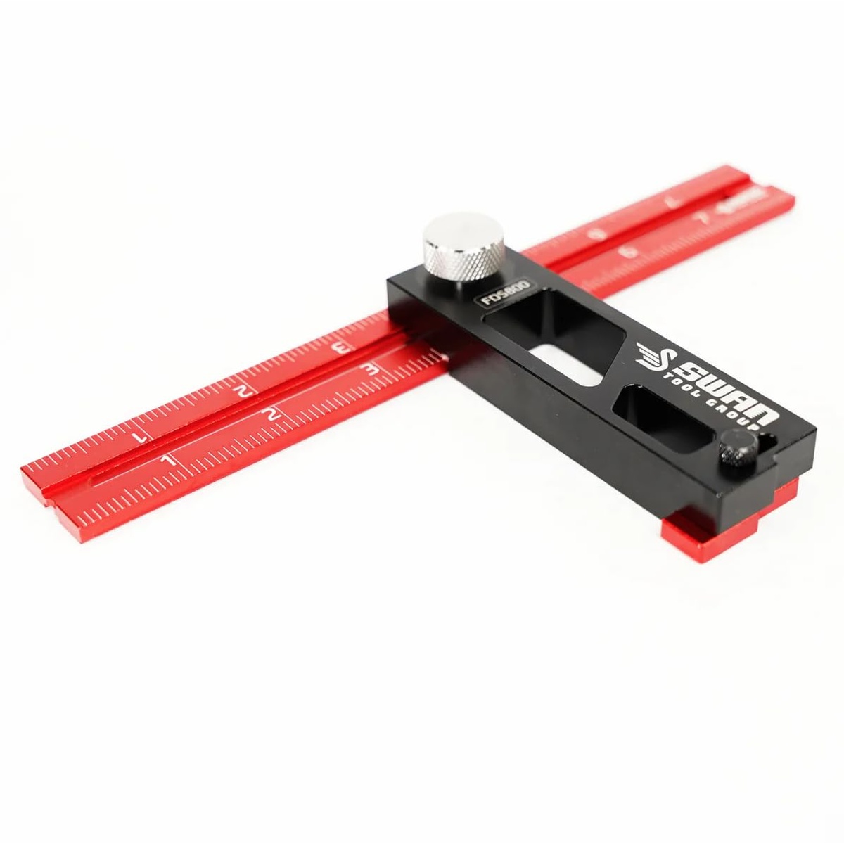 Swan Merlin Flat Double Square FDS800 anodized aluminum square with sliding head set up for precise carpentry and joinery measurements