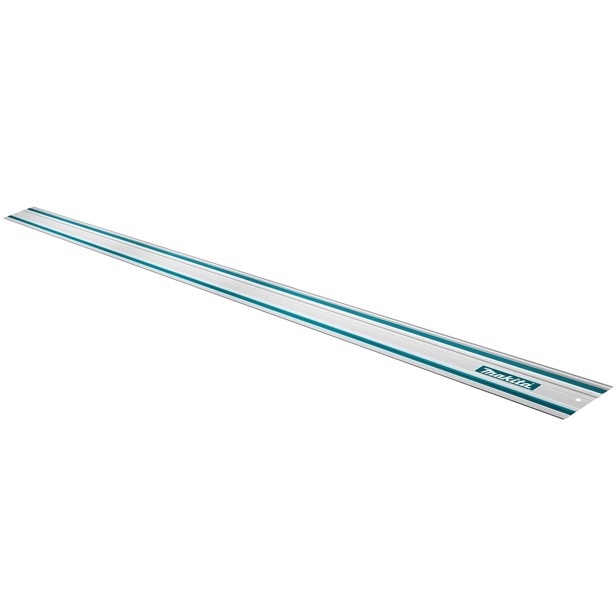 Makita 194367-7 118 inch guide rail for track saws shown as a long aluminum rail accessory